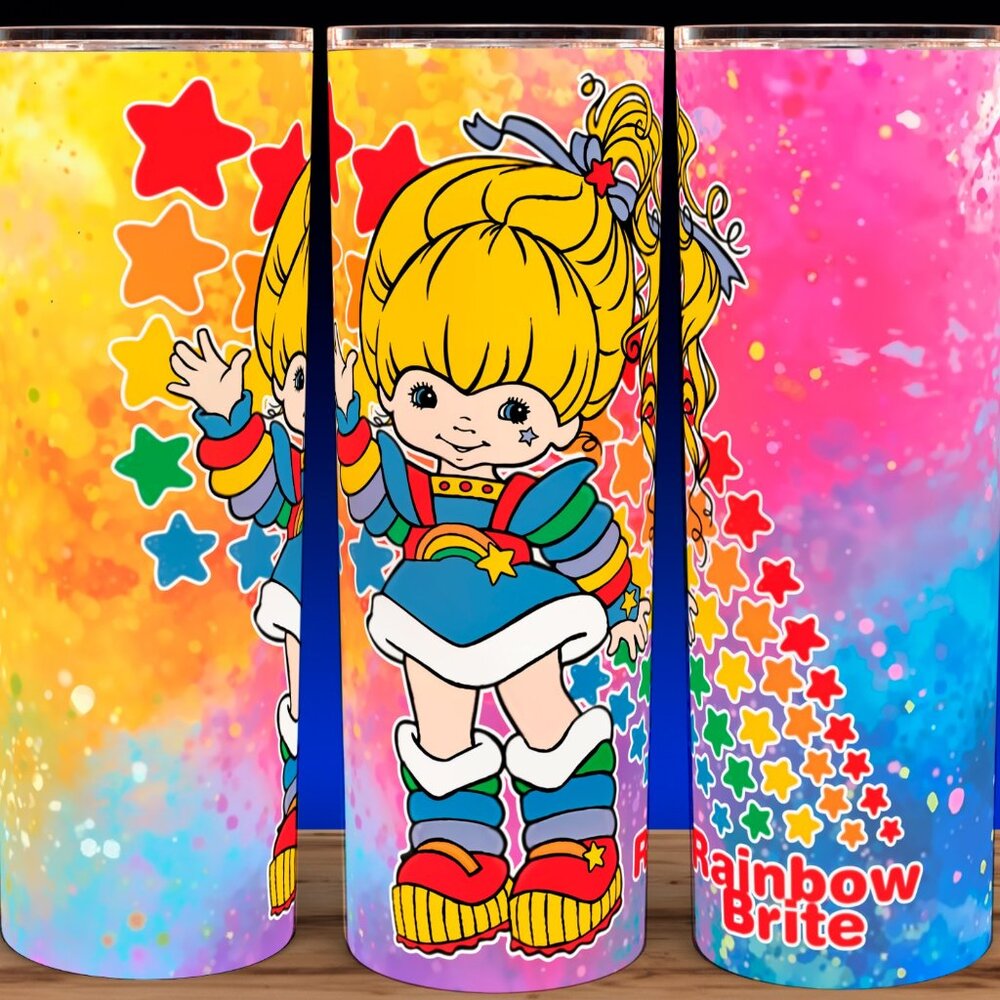 Rainbow Brite Watercolor 80s with Stars Cup Mug Tumbler 20oz